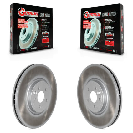 Front Coated Disc Brake Rotors Pair For Jaguar XE XF KG-101597