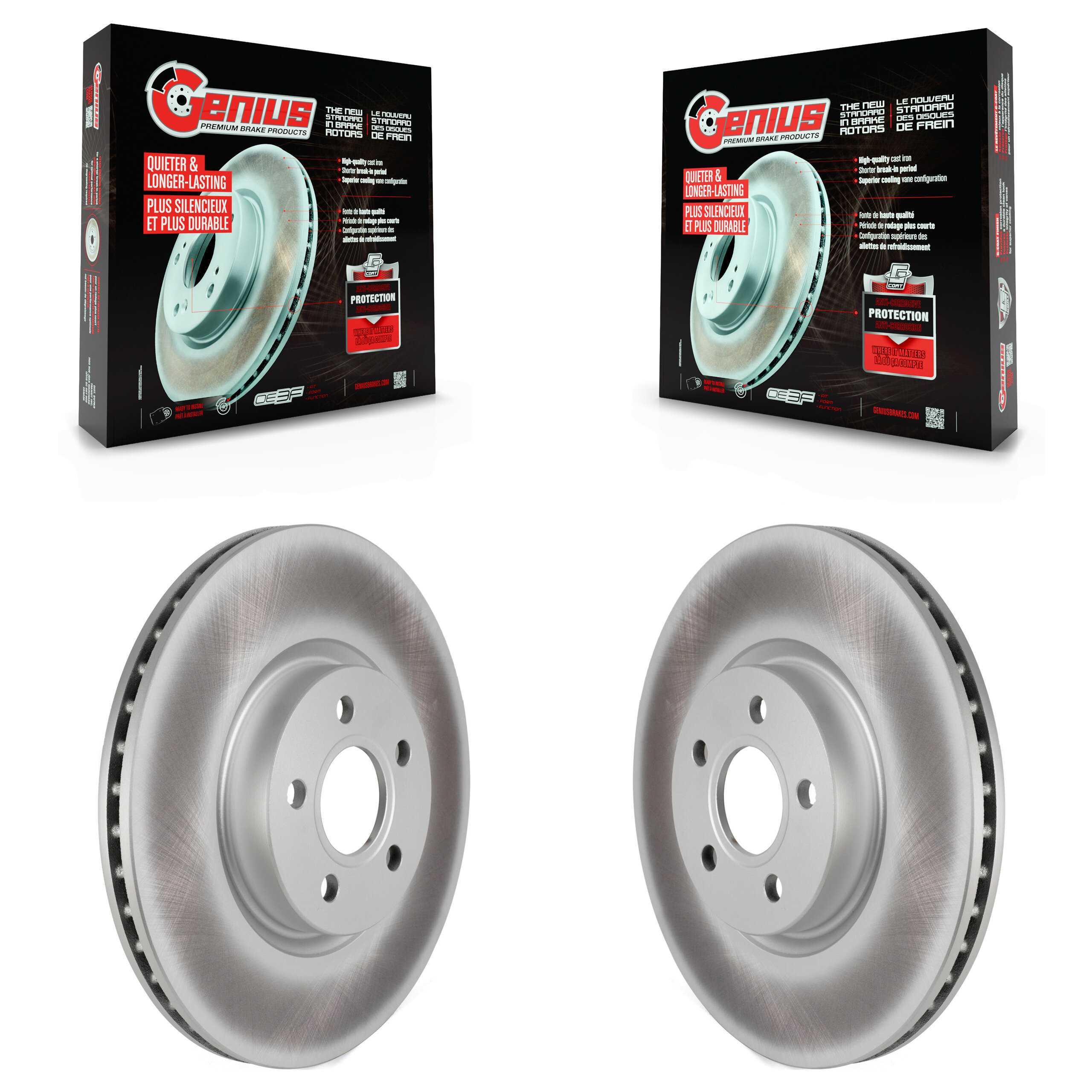 Front Coated Disc Brake Rotors Pair For Ford Transit Connect KG-101605