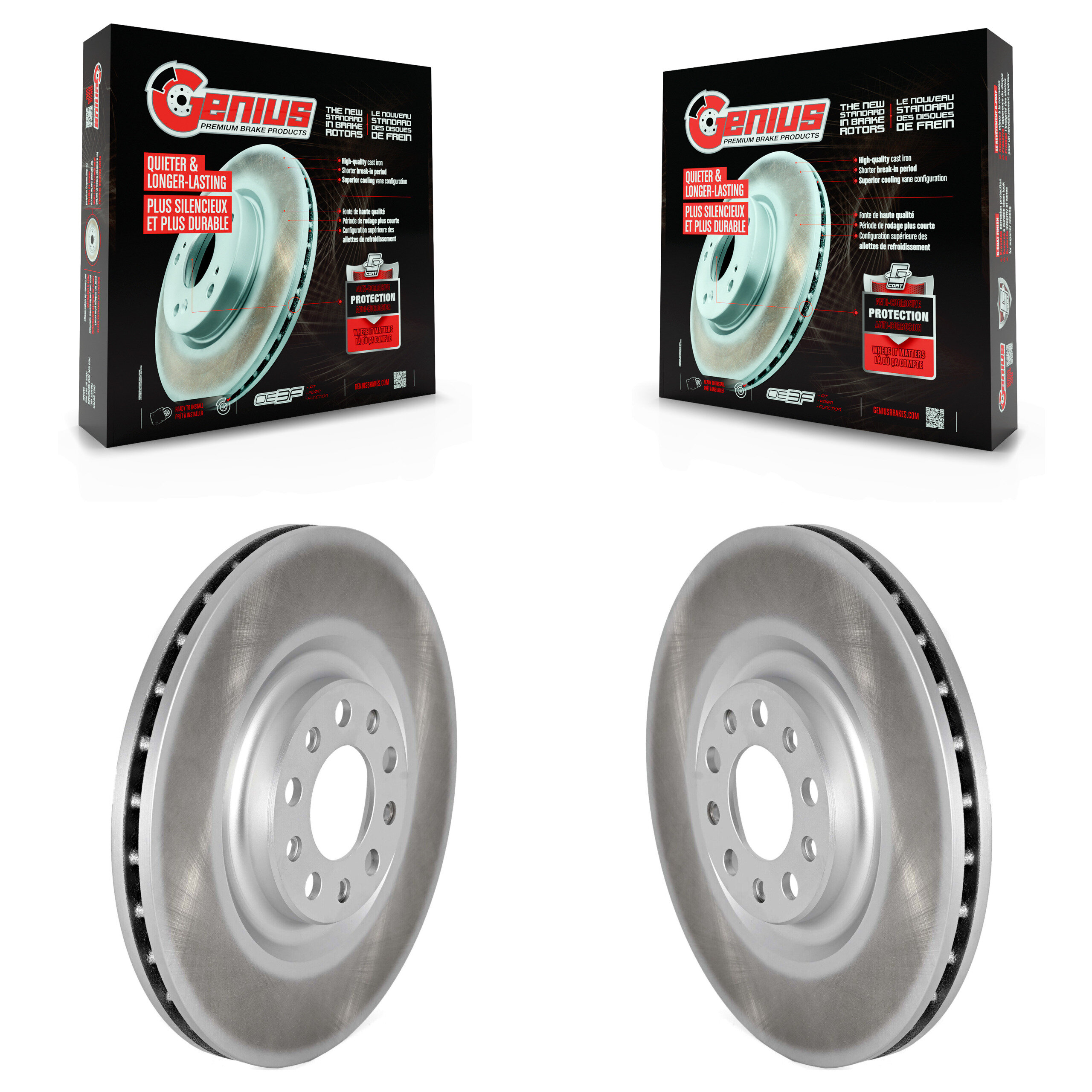 Front Coated Disc Brake Rotors Pair For Alfa Romeo Stelvio Giulia KG-101606