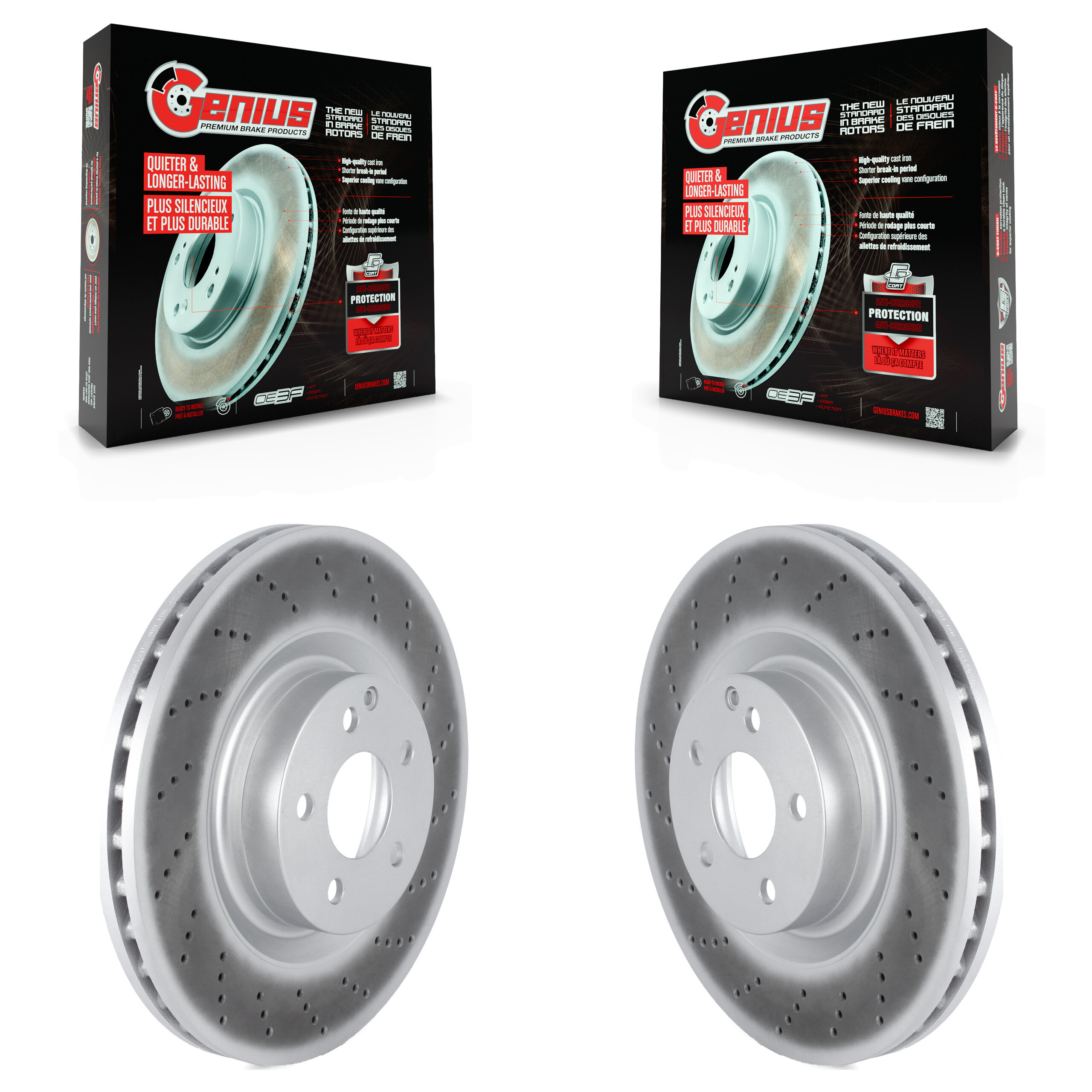 Front Coated Disc Brake Rotors Pair For Mercedes-Benz C250 E400 E550 KG-101619