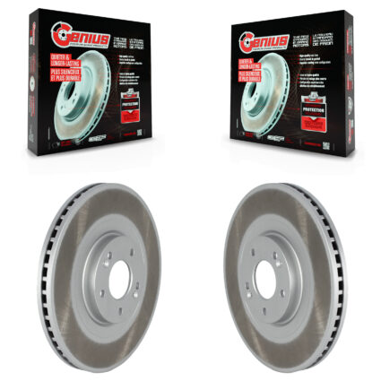Front Coated Disc Brake Rotors Pair For 2020-2024 Hyundai Palisade Kia Telluride KG-101624