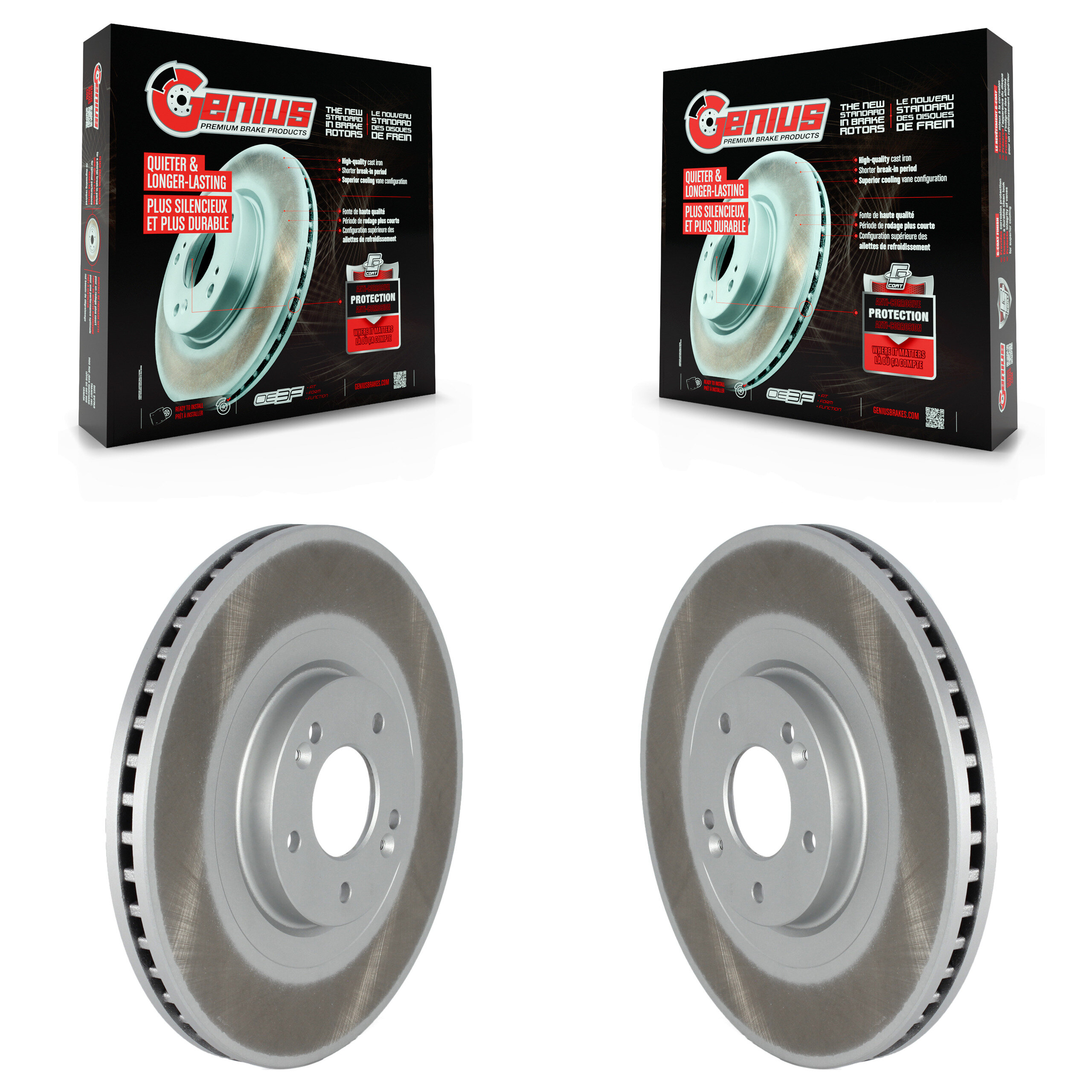 Front Coated Disc Brake Rotors Pair For 2020-2024 Hyundai Palisade Kia Telluride KG-101624