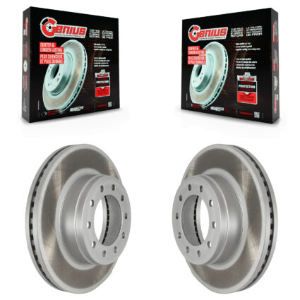 Front Coated Disc Brake Rotors Pair For Ford F-450 Super Duty F-550 F-600 KG-101625