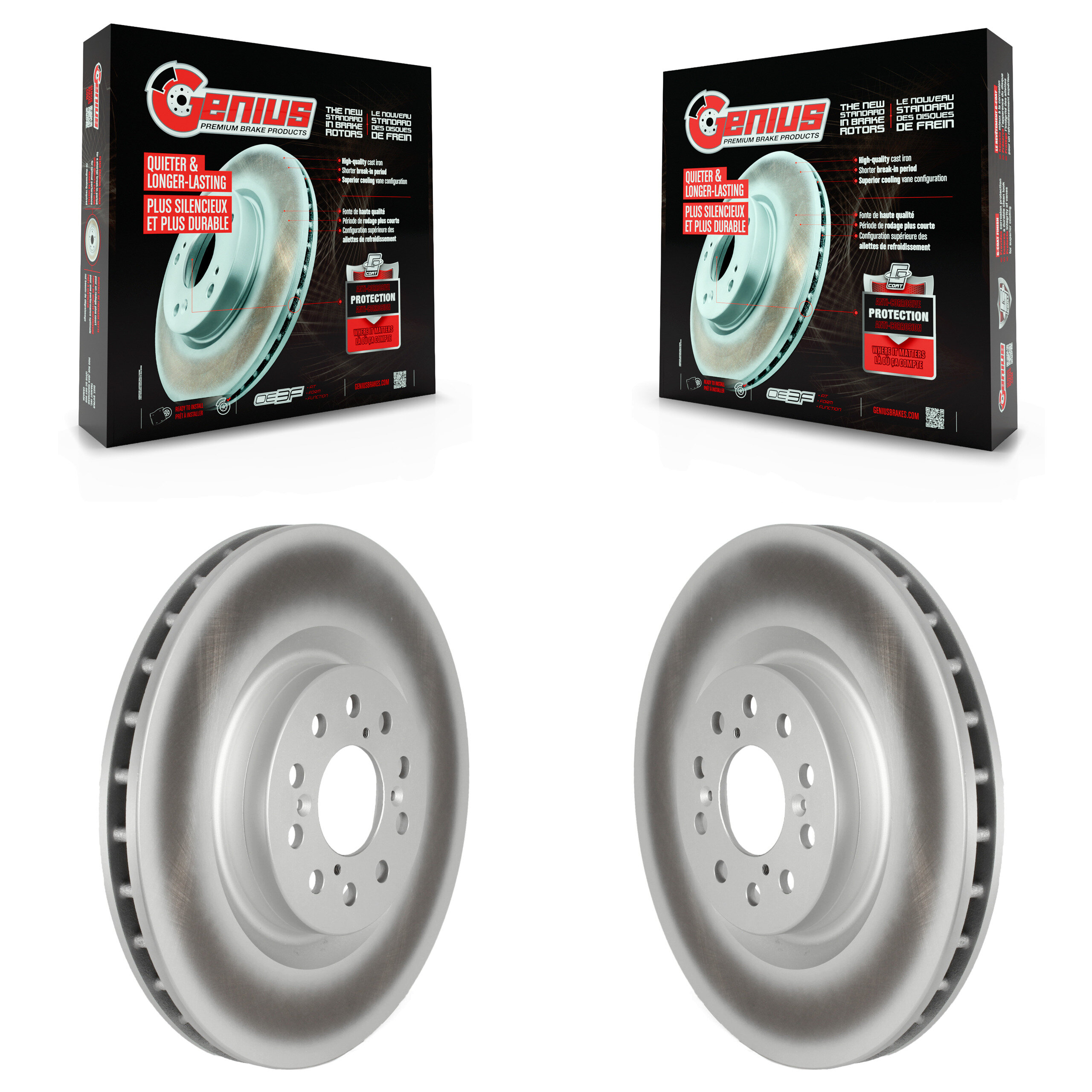 Front Coated Disc Brake Rotors Pair For 2017-2020 Honda Civic Type R KG-101711
