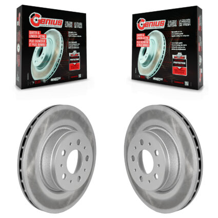 Front Coated Disc Brake Rotors Pair For 2017-2022 Tesla 3 With Gray Painted Calipers KG-101721