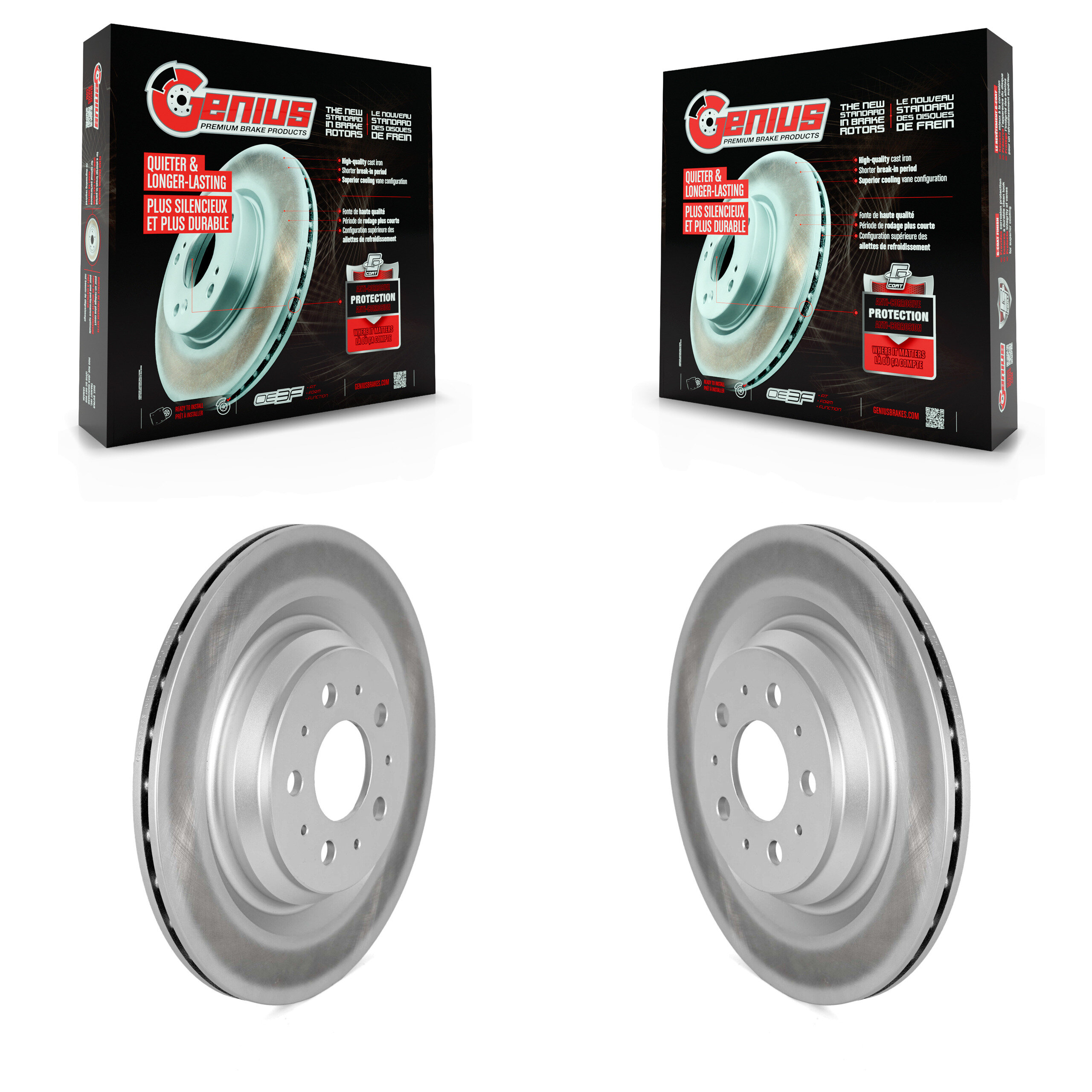 Rear Coated Disc Brake Rotors Pair For 2017-2022 Tesla 3 With Gray Painted Calipers KG-101730
