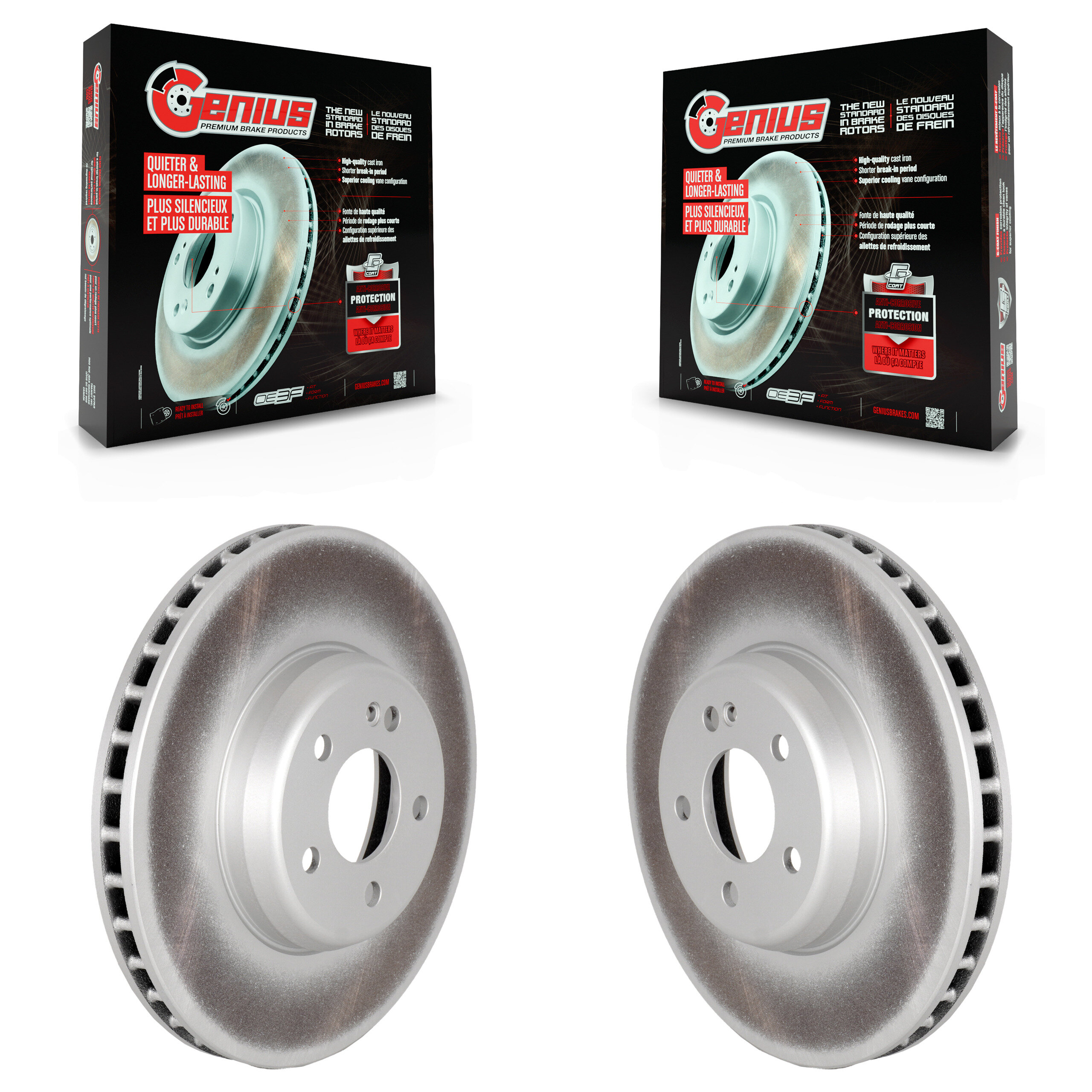 Front Coated Disc Brake Rotors Pair For Mercedes-Benz C300 E300 Without Sport Package KG-101792