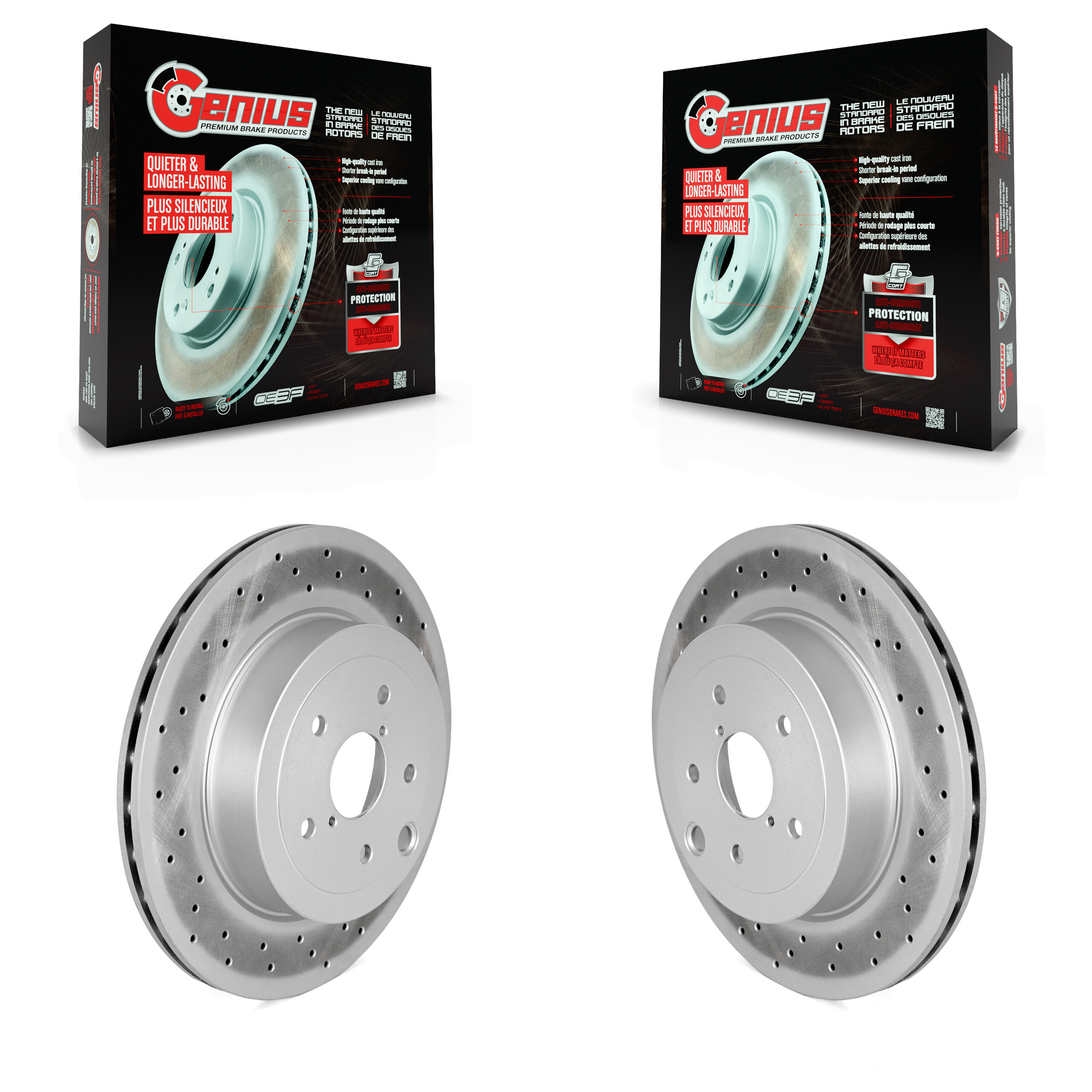 Rear Coated Disc Brake Rotors Pair For 2018-2021 Subaru WRX STI KG-101796