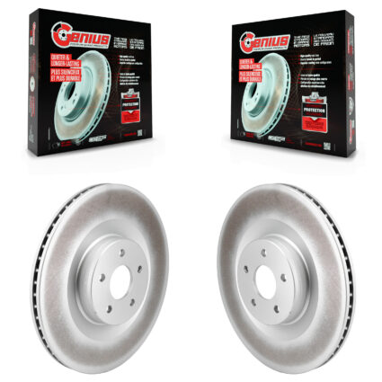Front Coated Disc Brake Rotors Pair For 2016-2018 Ford Focus RS KG-101858