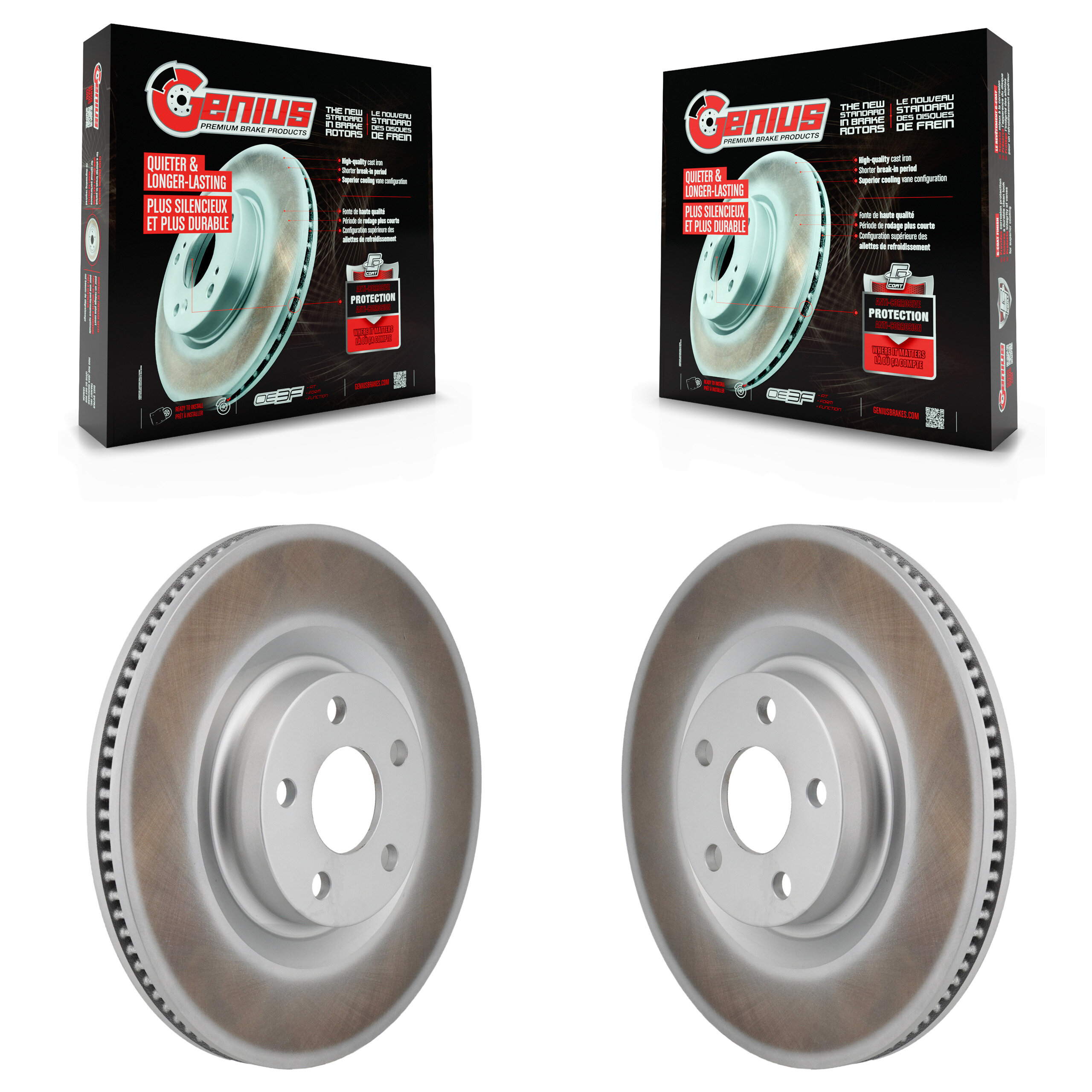 Front Coated Disc Brake Rotors Pair For 2022-2023 Ford Maverick KG-101860