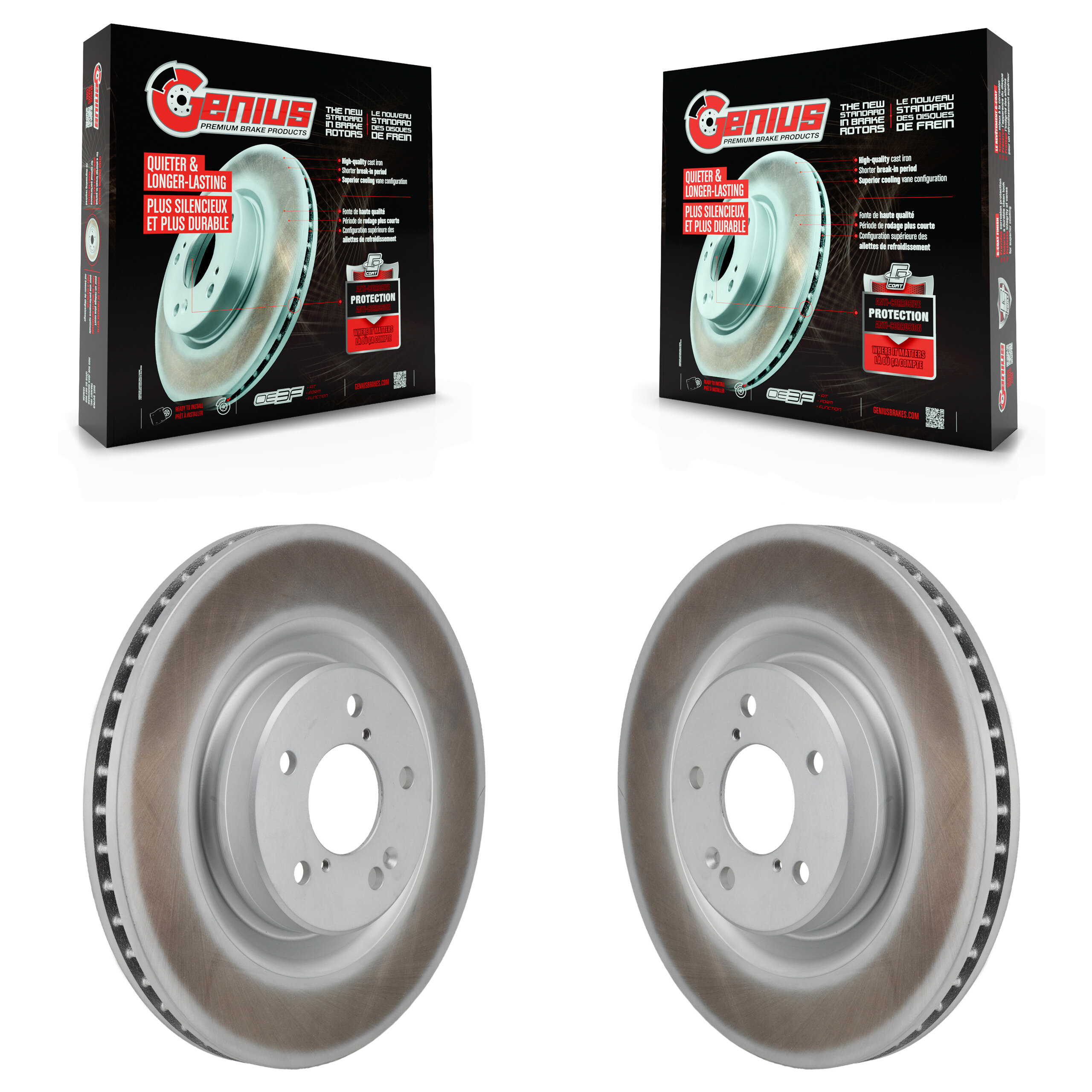 Front Coated Disc Brake Rotors Pair For Acura MDX Honda Pilot KG-101960