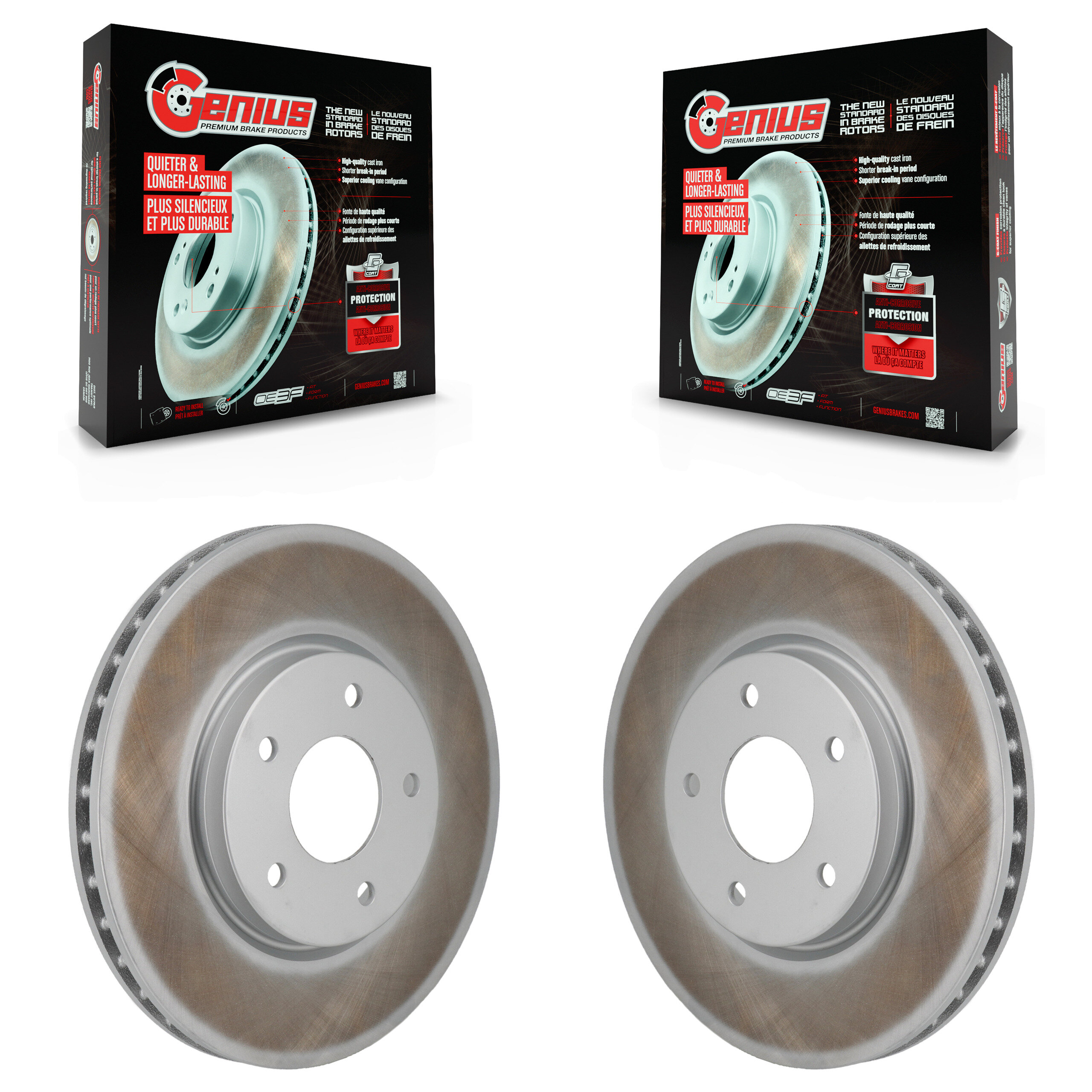 Front Coated Disc Brake Rotors Pair For Nissan Rogue KG-101962
