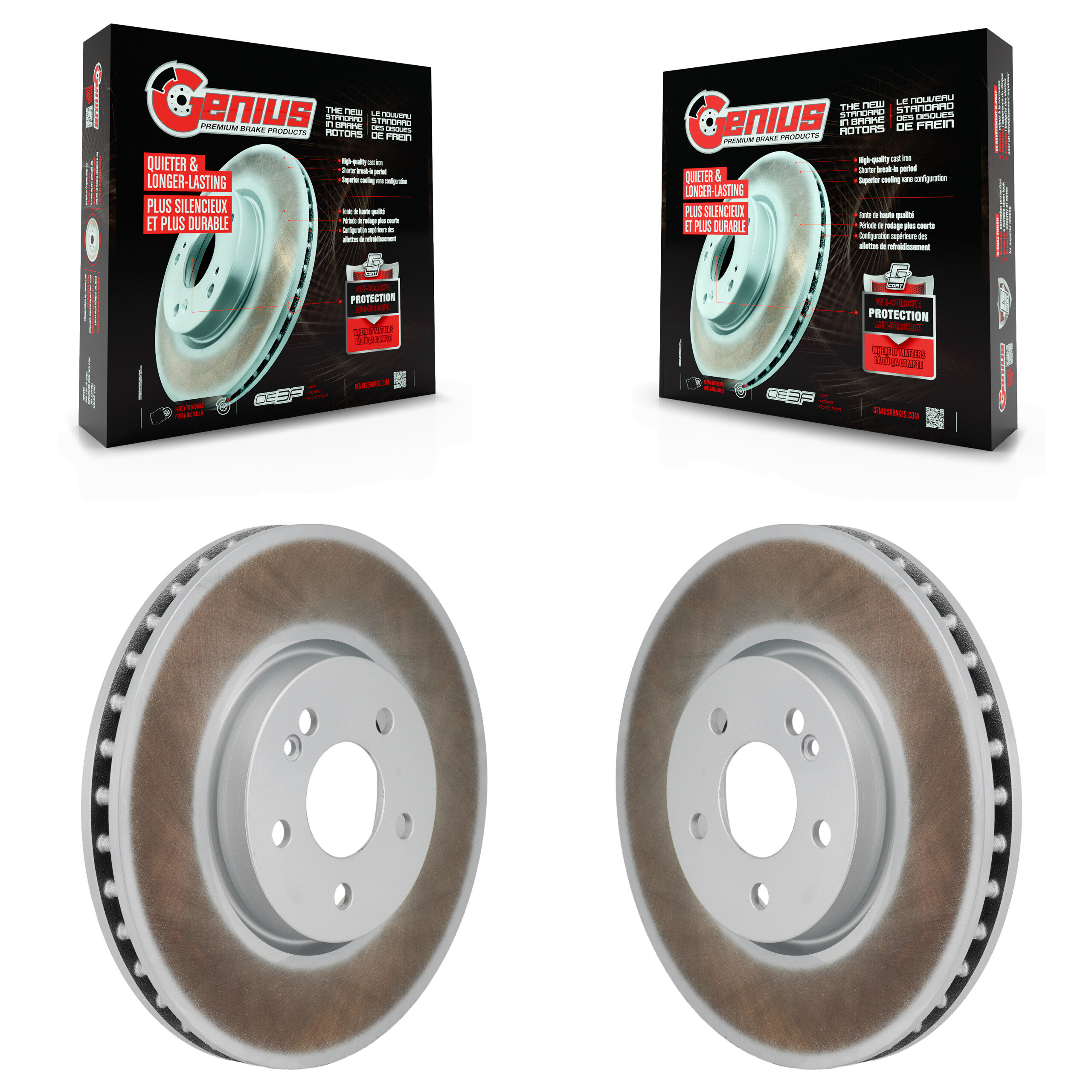 Front Coated Disc Brake Rotors Pair For Mercedes-Benz A220 CLA250 With Standard Brakes KG-101965