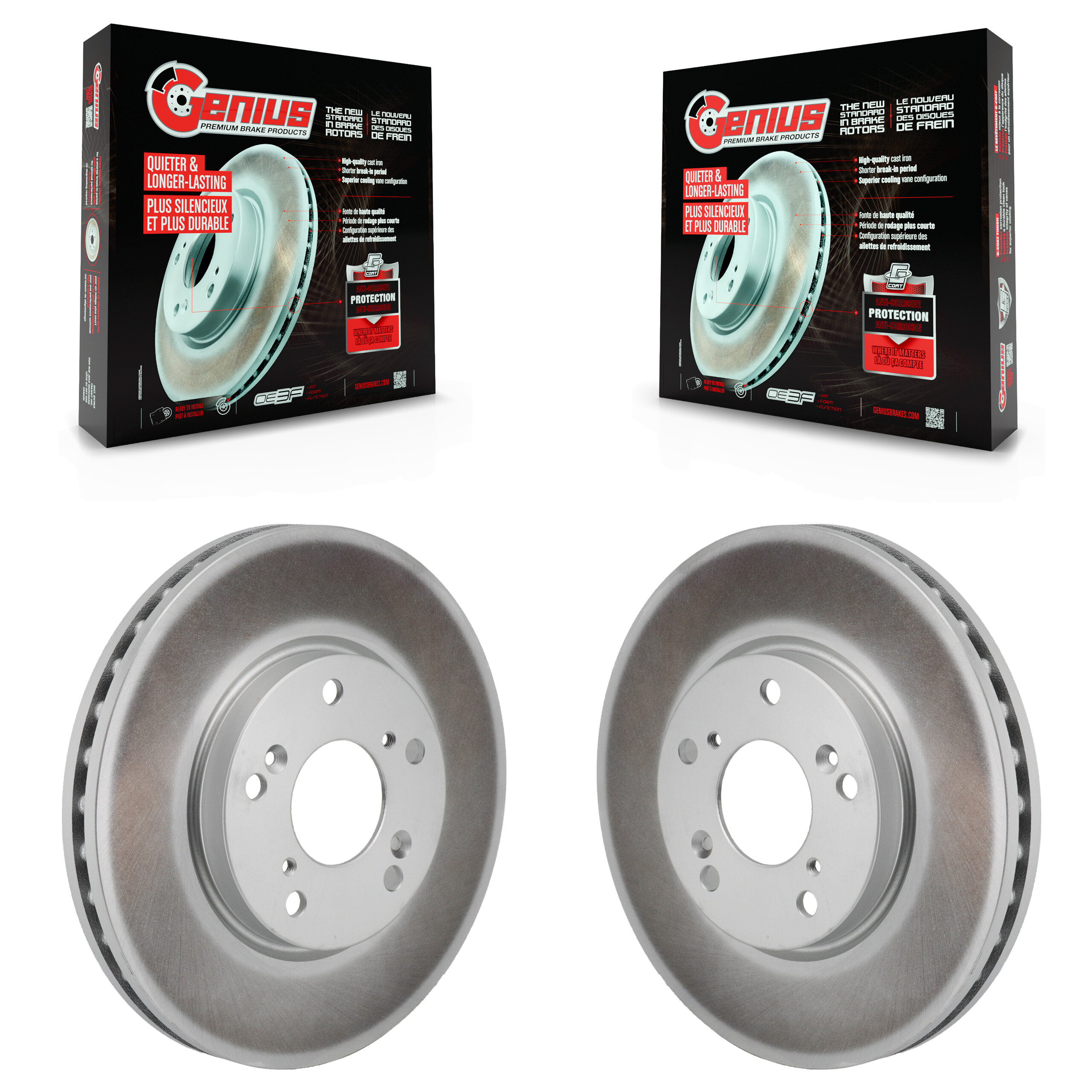 Front Coated Disc Brake Rotors Pair For 2017-2021 Honda Clarity KG-101968