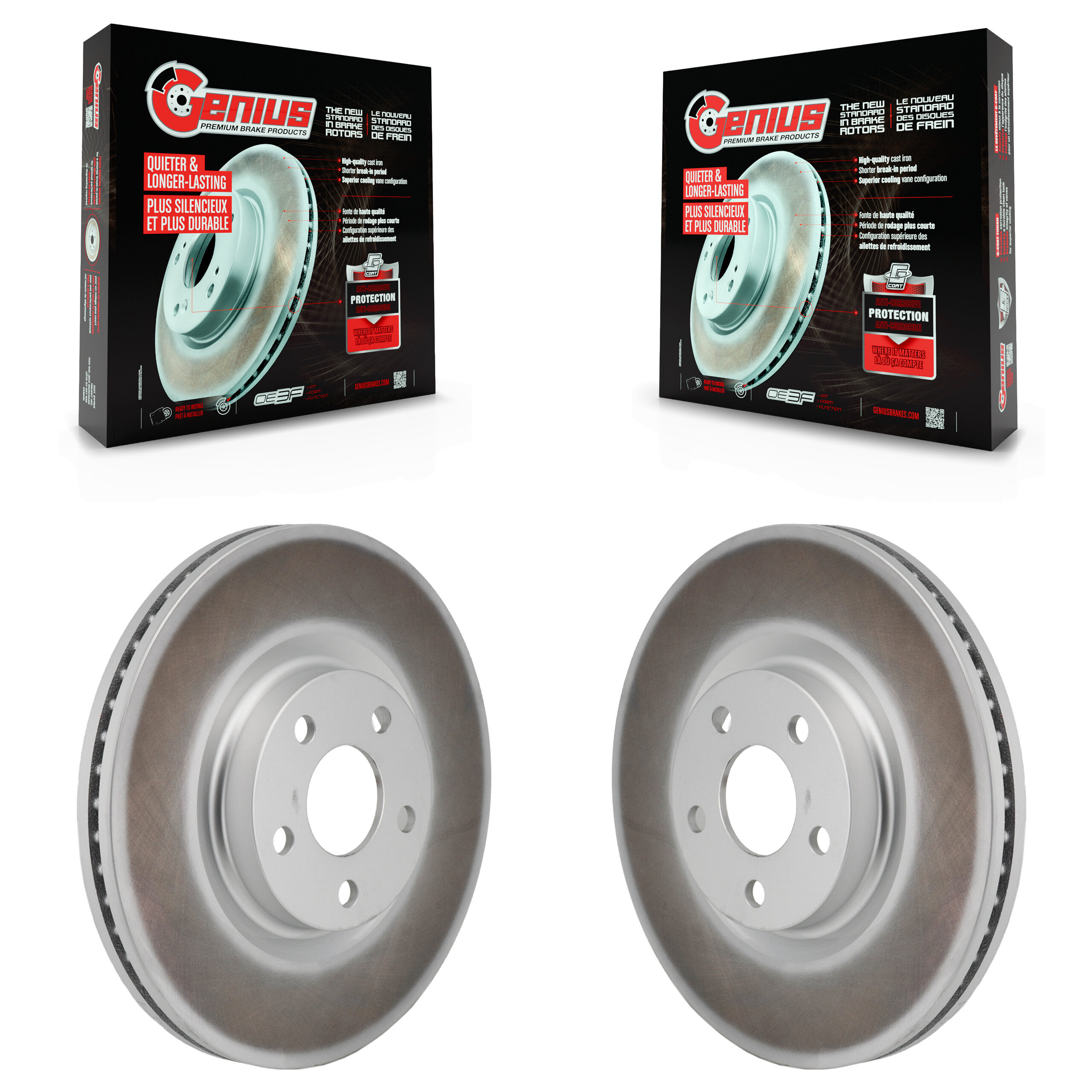 Front Coated Disc Brake Rotors Pair For 2017-2020 Lincoln MKZ 2.0L KG-101974