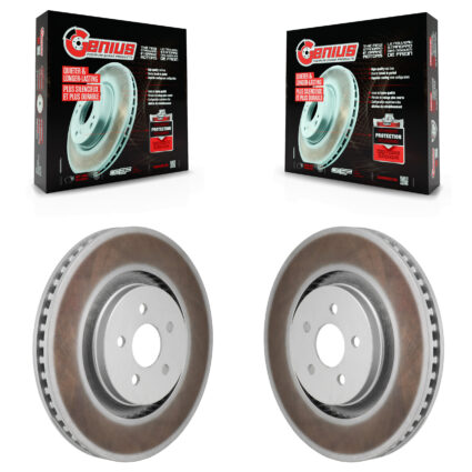 Front Coated Disc Brake Rotors Pair For 2019-2024 Ford Edge 2.7L With Red Painted Calipers KG-101975