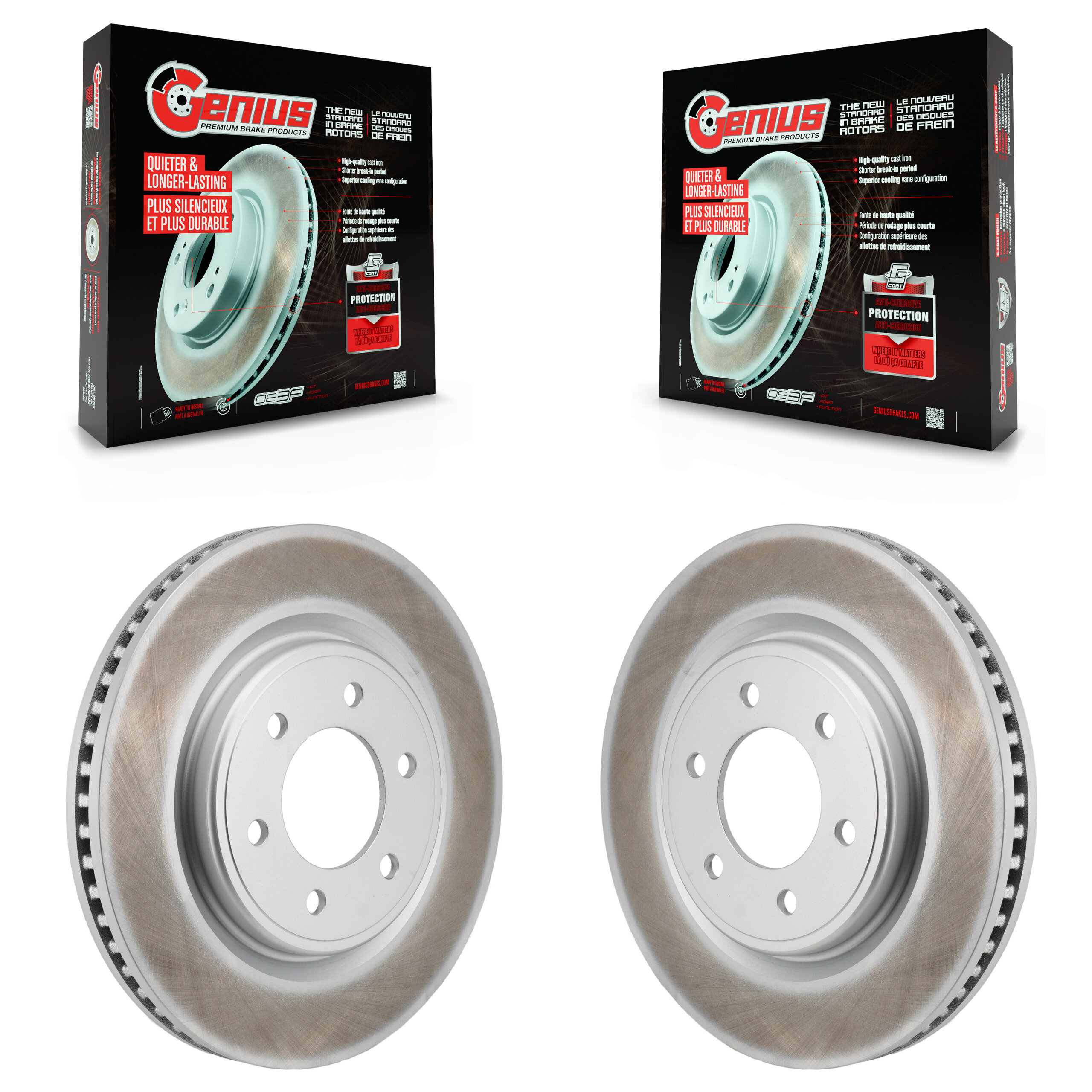 Front Coated Disc Brake Rotors Pair For Ford F-150 Bronco Expedition Lincoln Navigator KG-101979