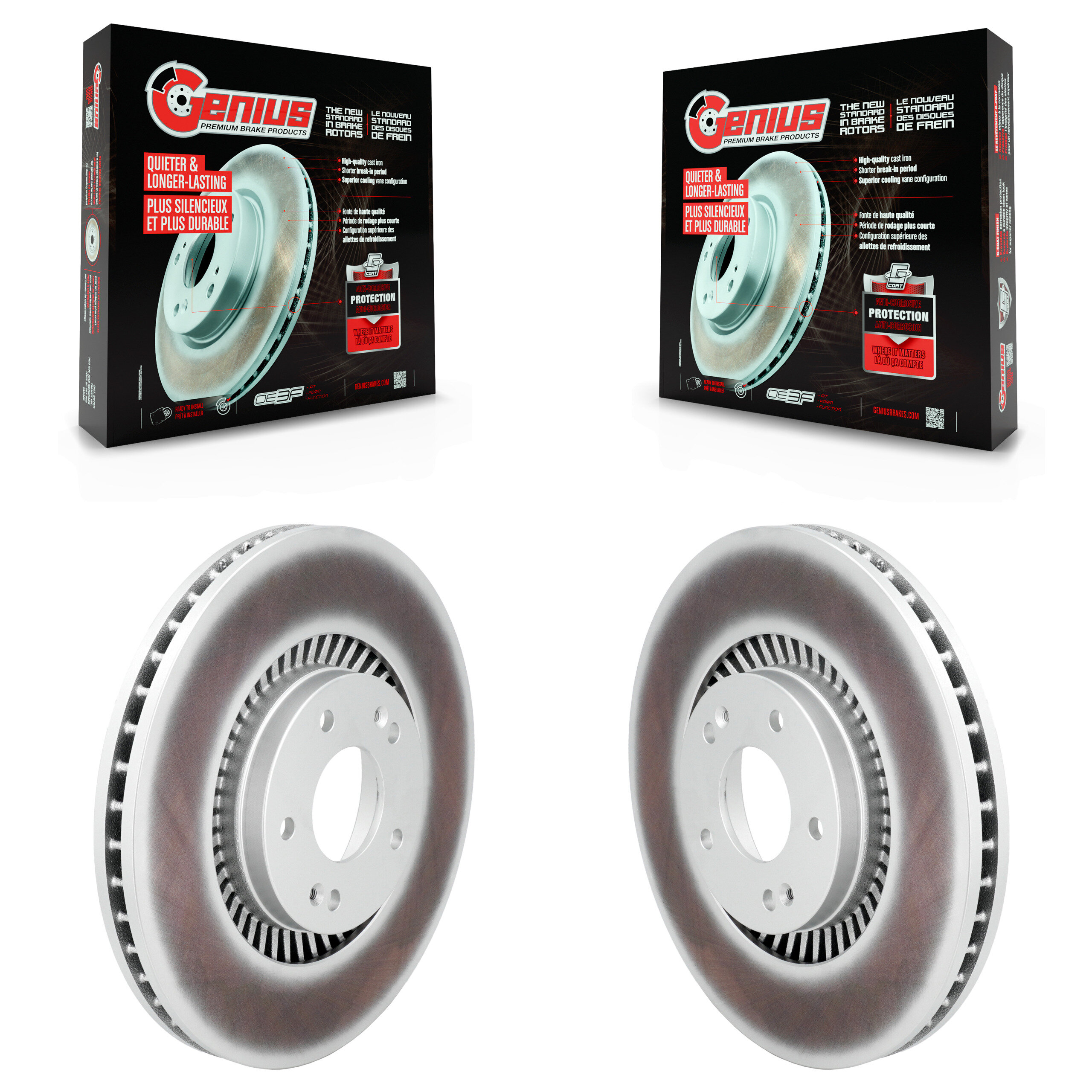 Front Coated Disc Brake Rotors Pair For 2022-2023 Kia Carnival KG-101986