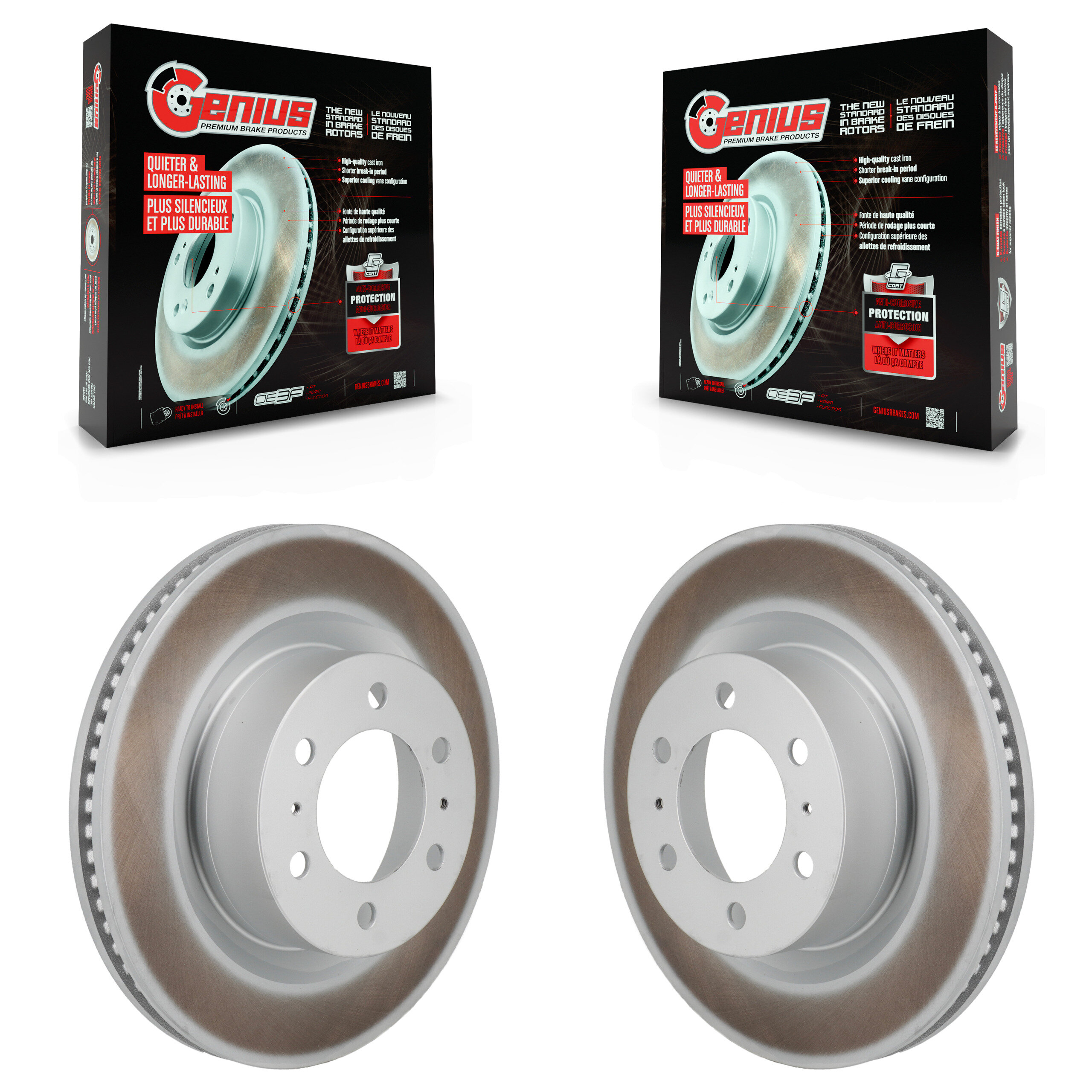 Front Coated Disc Brake Rotors Pair For Toyota Tundra Sequoia Lexus LX600 KG-101987