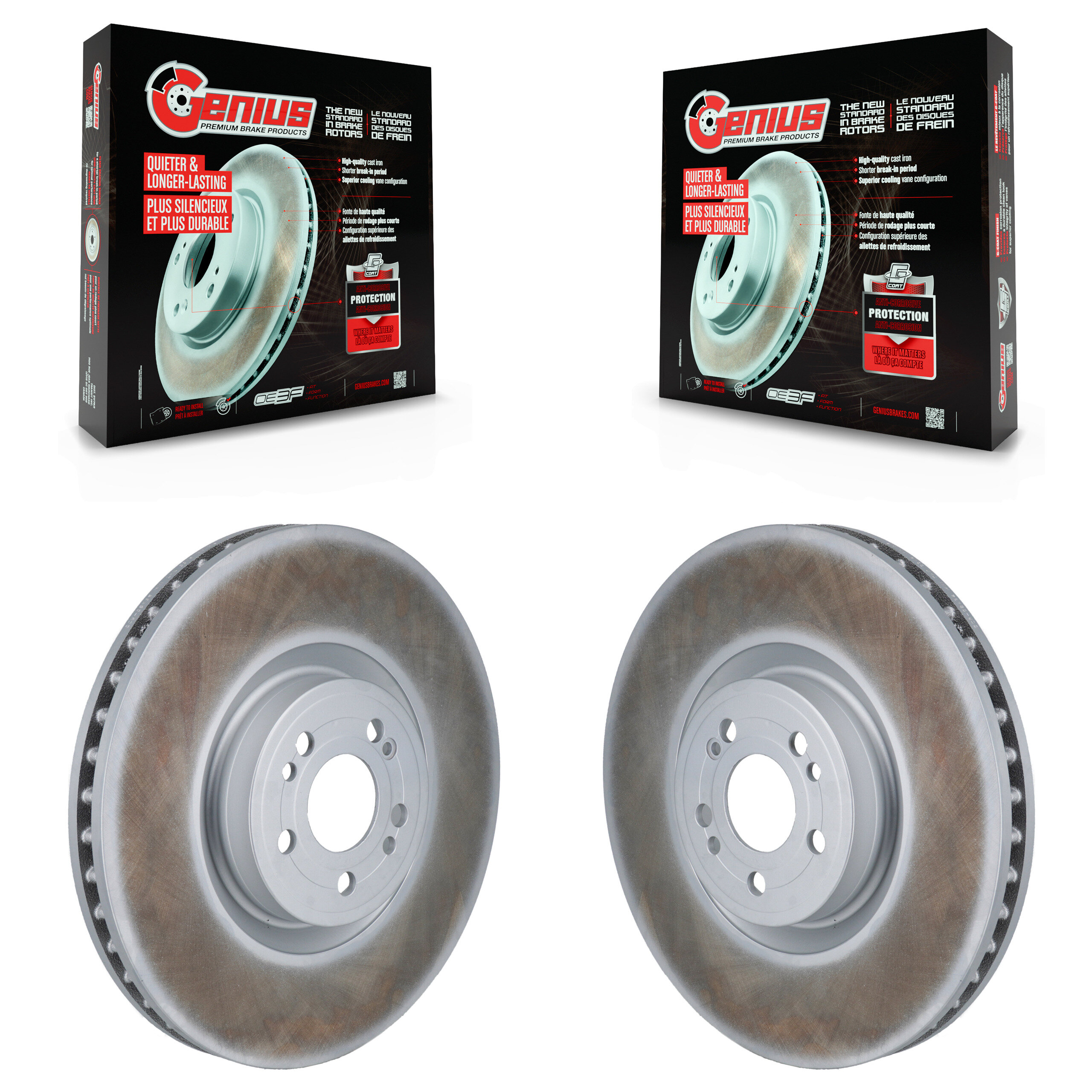 Front Coated Disc Brake Rotors Pair For Mercedes-Benz GLE450 GLS450 GLS580 GLE580 KG-101994