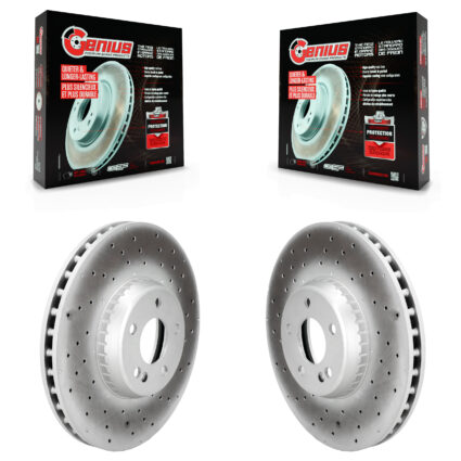 Front Coated Disc Brake Rotors Pair For Mercedes-Benz GLC300 C300 C400 C350e KG-102049