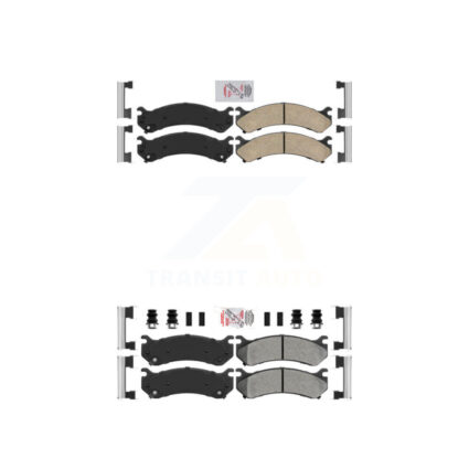 Front Ceramic Rear Semi-Metallic Disc Brake Pads Kit For Chevrolet GMC Sierra 2500 HD H2 KNF-100062
