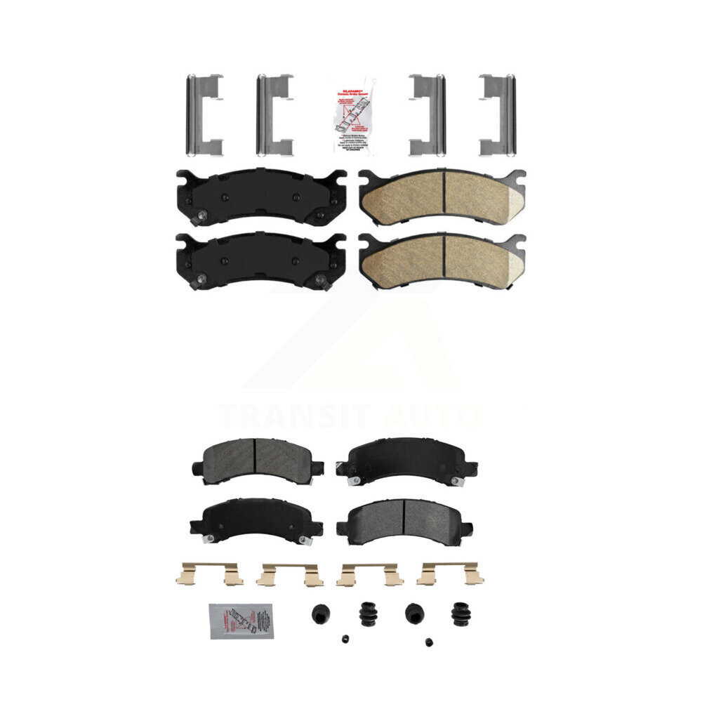 Front Ceramic Rear Semi-Metallic Disc Brake Pads Kit For Chevrolet Avalanche 1500 GMC XL KNF-100067