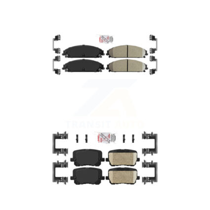 Front Rear Ceramic Disc Brake Pads Kit For 2014-2018 Dodge Charger Pursuit with RWD 5.7L KNF-100358