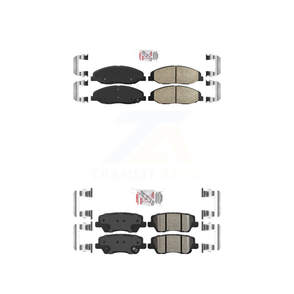 Front Rear Ceramic Disc Brake Pads Kit For 2014 Cadillac CTS Without Heavy Duty Brakes KNF-100588