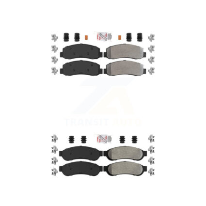 Front Rear Semi-Metallic Disc Brake Pads Kit For Ford F-350 Super Duty KNF-100816