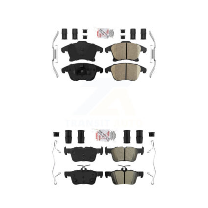 Front Ceramic Rear Semi-Metallic Disc Brake Pads Kit For Ford Fusion Lincoln MKZ Police KNF-100944