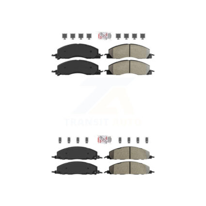 Front Rear Semi-Metallic Disc Brake Pads Kit For Ram 3500 2500 1500 Dodge KNF-100951