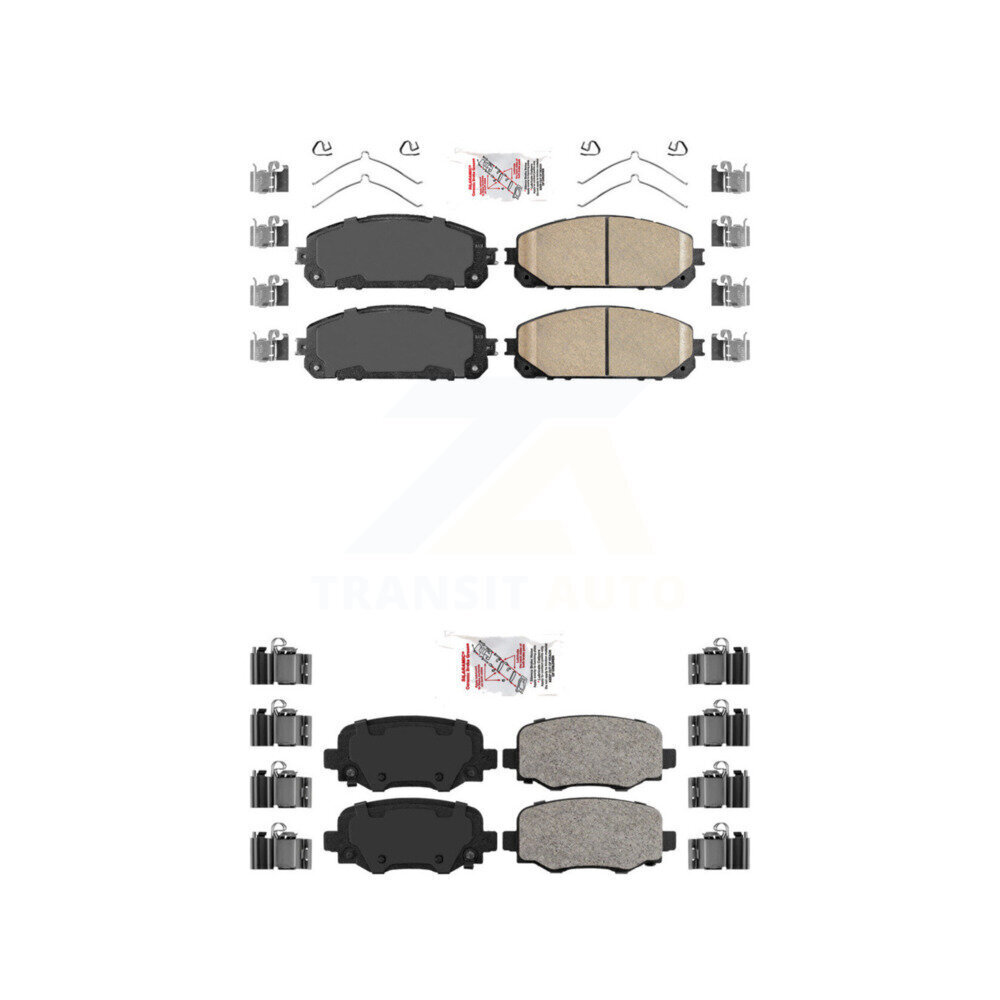 Front Rear Ceramic Disc Brake Pads Kit For 14-22 Jeep Cherokee With Dual Piston Caliper KNF-101035