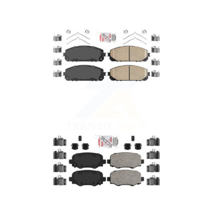 Front Rear Ceramic Disc Brake Pads Kit For 14-22 Jeep Cherokee With Dual Piston Caliper KNF-101036