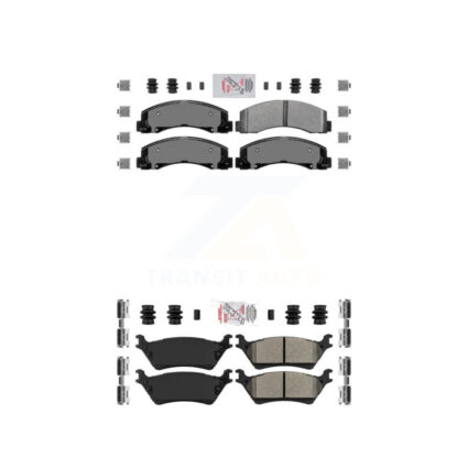 Front Rear Semi-Metallic Disc Brake Pads Kit For Ford F-150 With Manual Parking KNF-101177