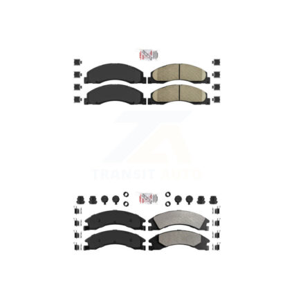 Front Ceramic Rear Semi-Metallic Disc Brake Pads Kit For Ford E-350 Super Duty E-250 KNF-101309