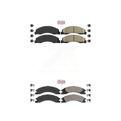 Front Ceramic Rear Semi-Metallic Disc Brake Pads Kit For Ford E-350 Super Duty E-250 KNF-101310