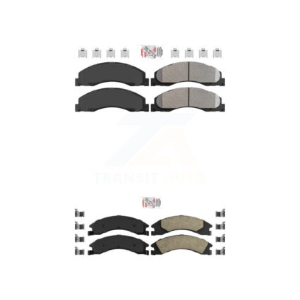 Front Semi-Metallic Rear Ceramic Disc Brake Pads Kit For Ford E-350 Super Duty E-250 KNF-101314
