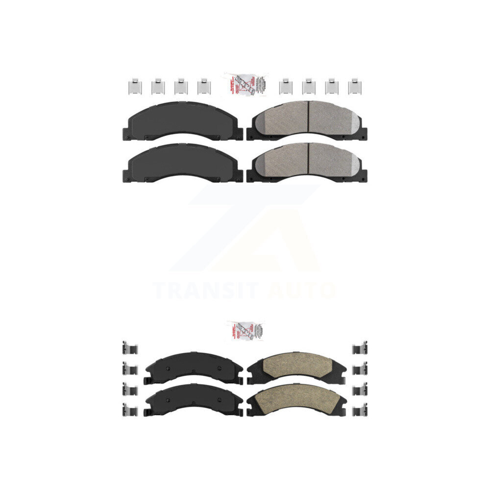 Front Semi-Metallic Rear Ceramic Disc Brake Pads Kit For Ford E-350 Super Duty E-250 KNF-101314
