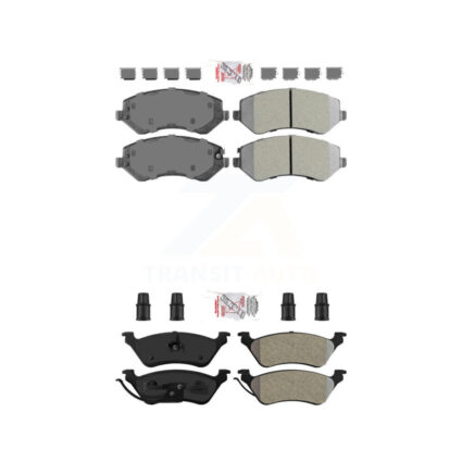 Front Rear Semi-Metallic Disc Brake Pads Kit For Dodge Caravan Grand Chrysler Town & KNF-101589