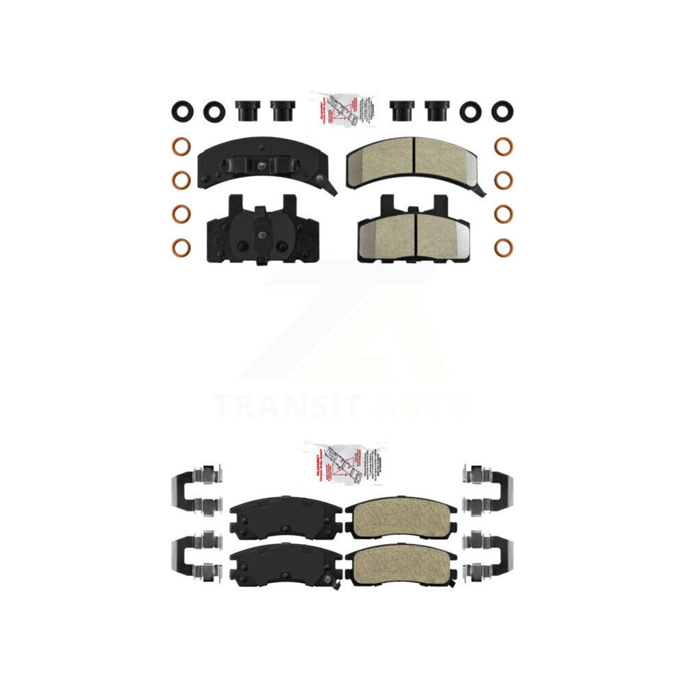 Front Rear Semi-Metallic Disc Brake Pads Kit For 1999 Cadillac DeVille Drum rear brakes KNF-101701