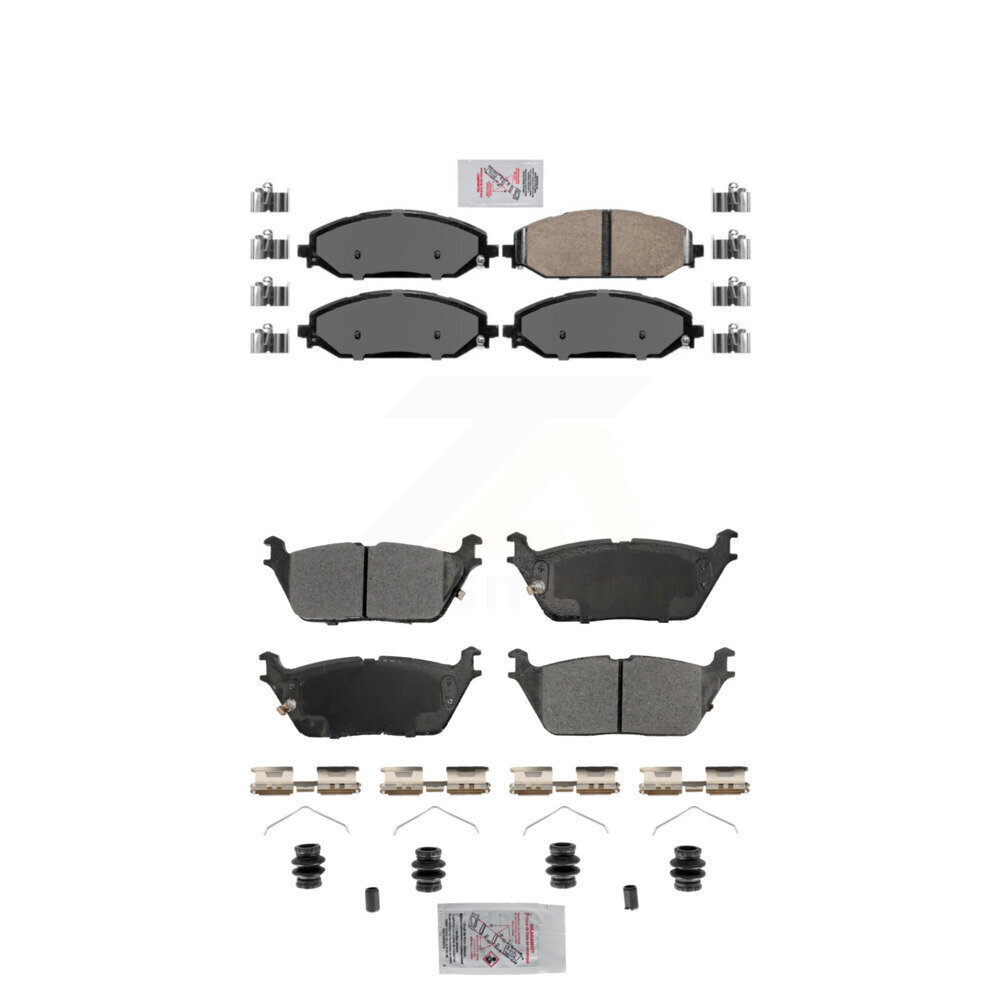 Front Ceramic Rear Semi-Metallic Disc Brake Pads Kit For Ram 1500 Jeep Wagoneer Grand L KNF-101867