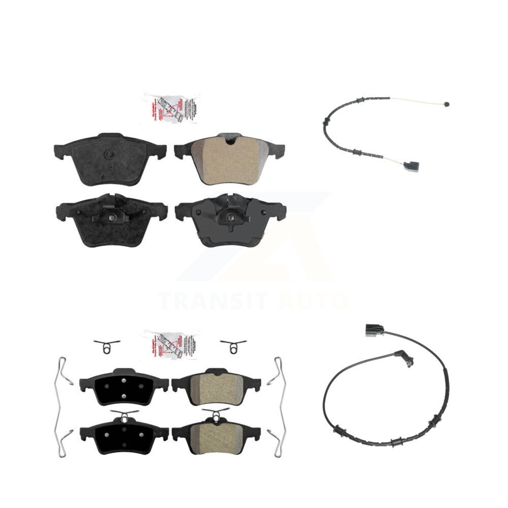 Front Rear Ceramic Brake Pad Wear Sensor Kit For Jaguar XJ Base L Portfolio with RWD 3.0L KNW-100026