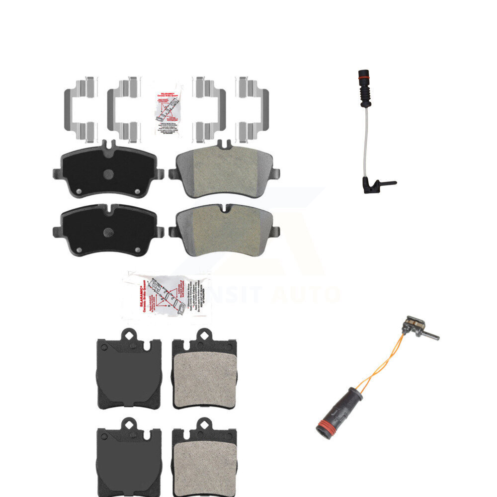 Front Rear Ceramic Brake Pads Wear Sensor Kit For 03 Mercedes-Benz CLK320 Coupe with 3.2L KNW-100075