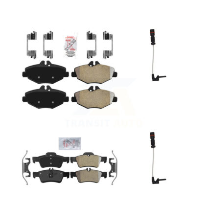 Front Rear Ceramic Brake Pads Wear Sensor Kit For 2003 Mercedes-Benz E320 Sedan with 3.2L KNW-100077
