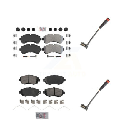 Front Rear Ceramic Brake Pad & Extra Wear Sensor Kit For Mercedes-Benz Sprinter 2500 1500 KNW-100083