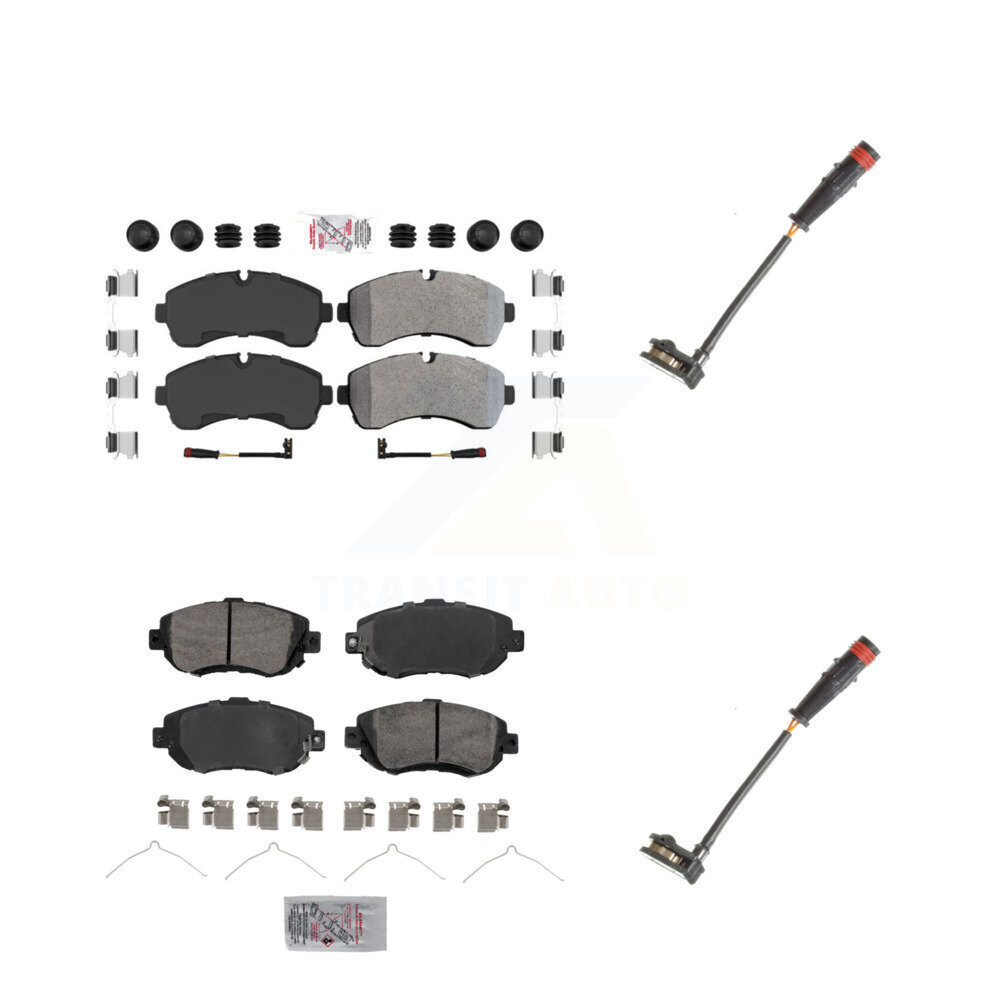 Front Rear Ceramic Brake Pad & Extra Wear Sensor Kit For Mercedes-Benz Sprinter 2500 1500 KNW-100083