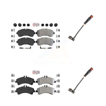 Front Rear Ceramic Disc Brake Pad Extra Wear Sensor Kit For 2009 Dodge Sprinter 3500 3.0L KNW-100085