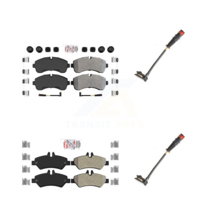 Front Rear Ceramic Disc Brake Pad Extra Wear Sensor Kit For 2009 Dodge Sprinter 3500 3.0L KNW-100086