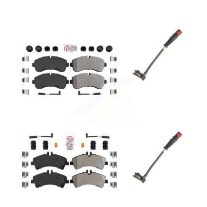 Front Rear Ceramic Disc Brake Pad Extra Wear Sensor Kit For 2009 Dodge Sprinter 3500 3.0L KNW-100087